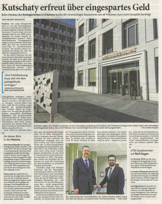 Amtsgericht Erkelenz: Artikel der Heinsberger Zeitung, 14.03.2017